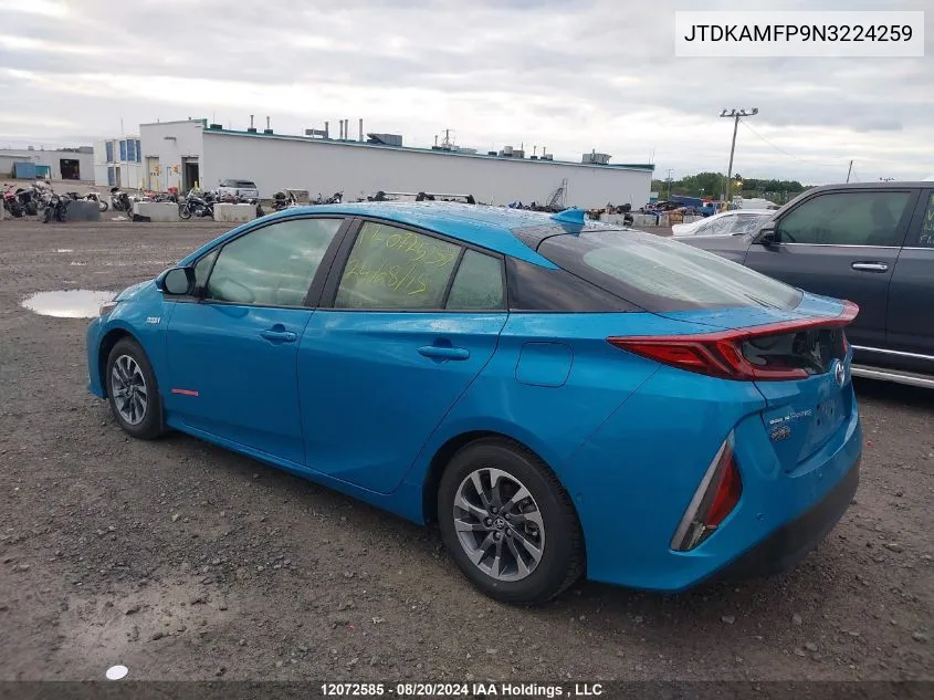 2022 Toyota Prius Prime Upgrade VIN: JTDKAMFP9N3224259 Lot: 12072585