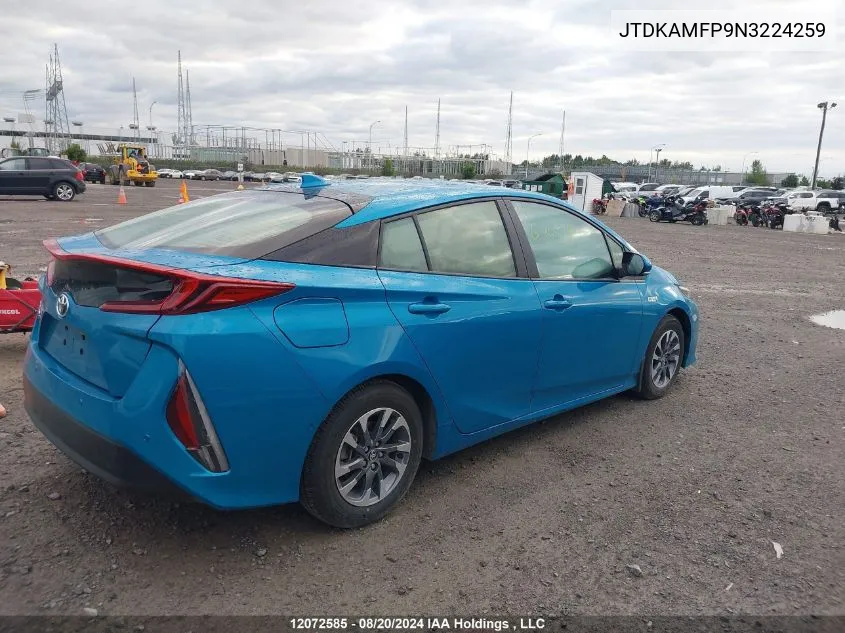 2022 Toyota Prius Prime Upgrade VIN: JTDKAMFP9N3224259 Lot: 12072585