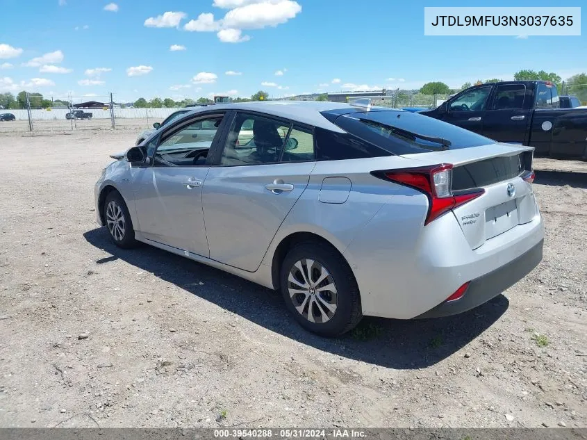 2022 Toyota Prius Le Awd-E VIN: JTDL9MFU3N3037635 Lot: 39540288