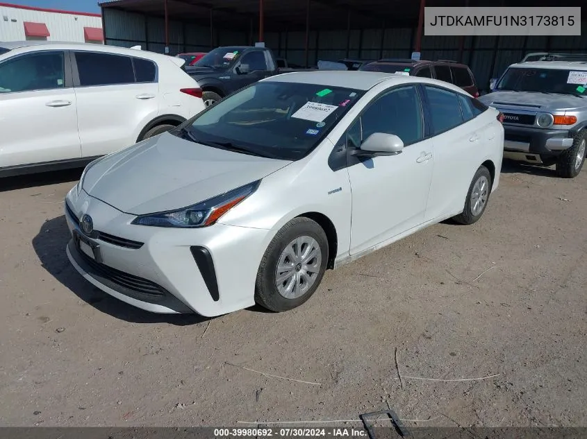 2022 Toyota Prius L VIN: JTDKAMFU1N3173815 Lot: 39980692