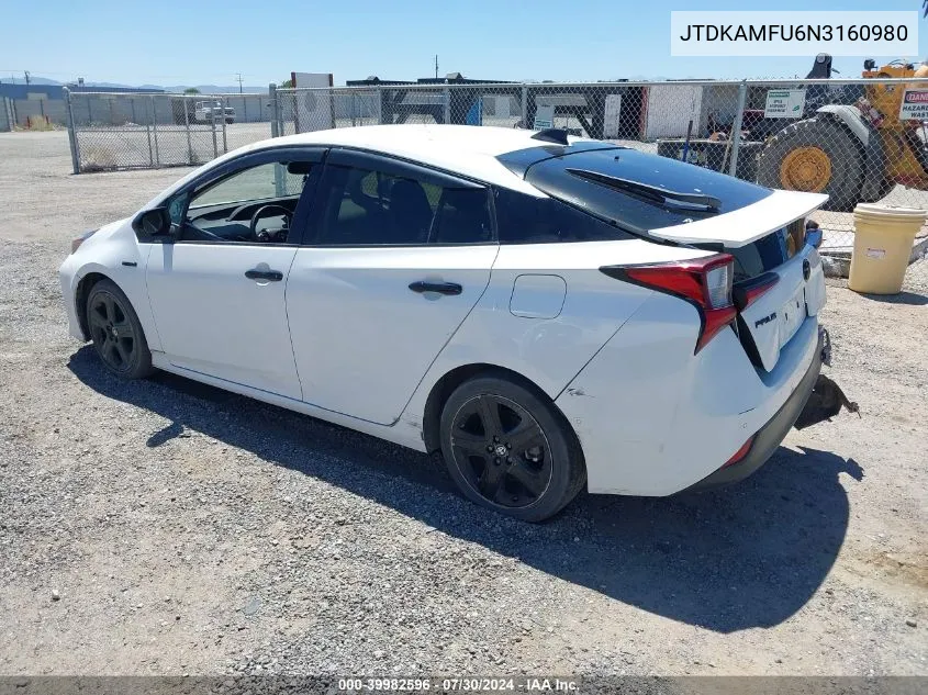 JTDKAMFU6N3160980 2022 Toyota Prius Nightshade Edition