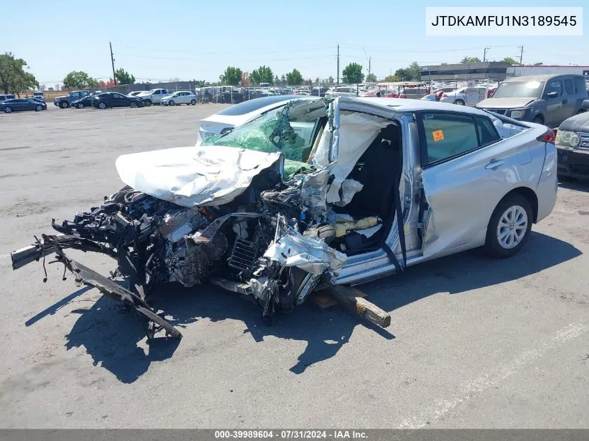 2022 Toyota Prius L VIN: JTDKAMFU1N3189545 Lot: 39989604