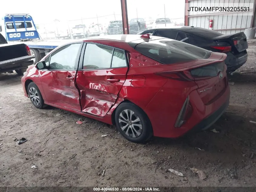 2022 Toyota Prius Prime Xle VIN: JTDKAMFP3N3205531 Lot: 40046530