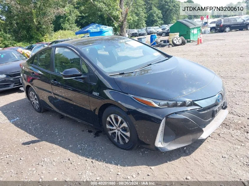 2022 Toyota Prius Prime Le VIN: JTDKAMFP7N3200610 Lot: 40201880