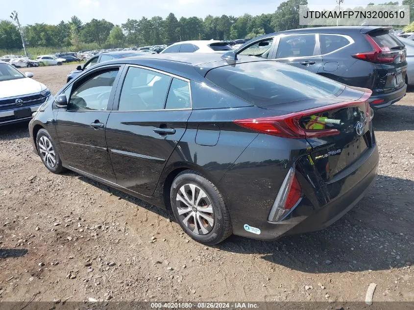 2022 Toyota Prius Prime Le VIN: JTDKAMFP7N3200610 Lot: 40201880