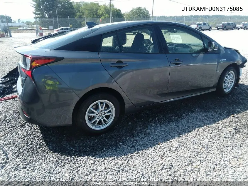 2022 Toyota Prius Le VIN: JTDKAMFU0N3175085 Lot: 40205262