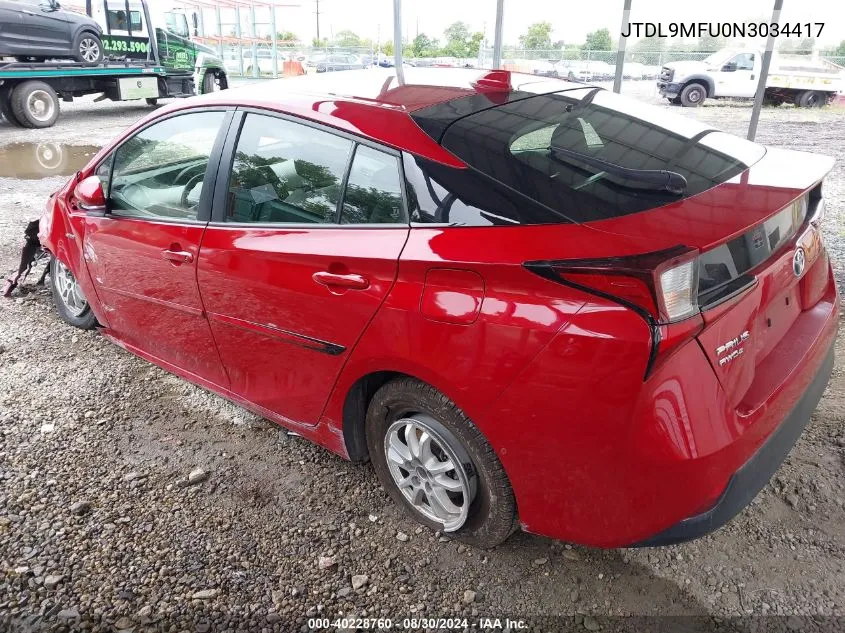 JTDL9MFU0N3034417 2022 Toyota Prius Le Awd-E