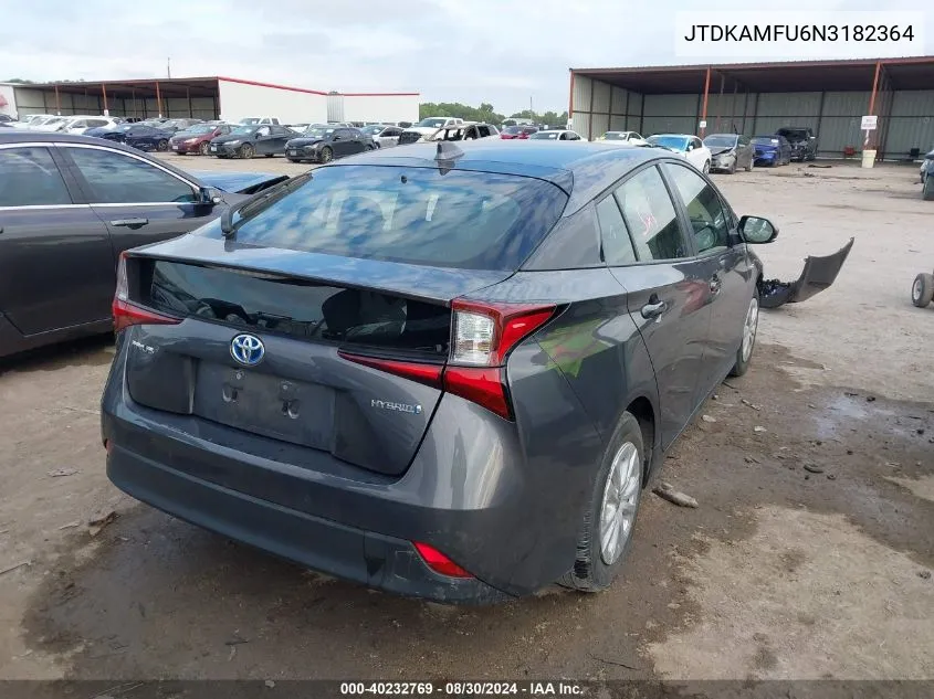 2022 Toyota Prius Le VIN: JTDKAMFU6N3182364 Lot: 40232769