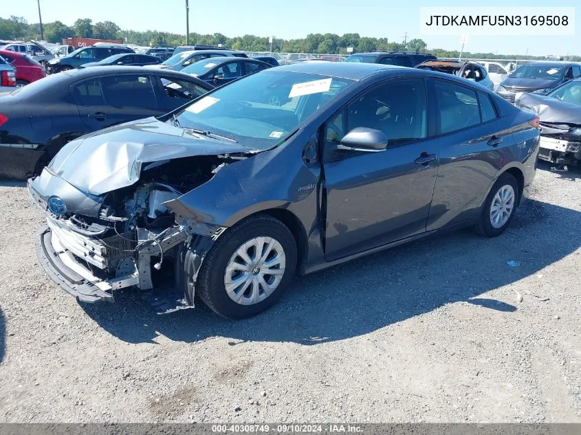 2022 Toyota Prius L VIN: JTDKAMFU5N3169508 Lot: 40308749