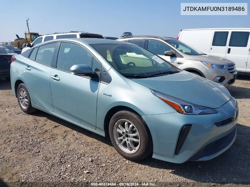 JTDKAMFU0N3189486 2022 Toyota Prius L