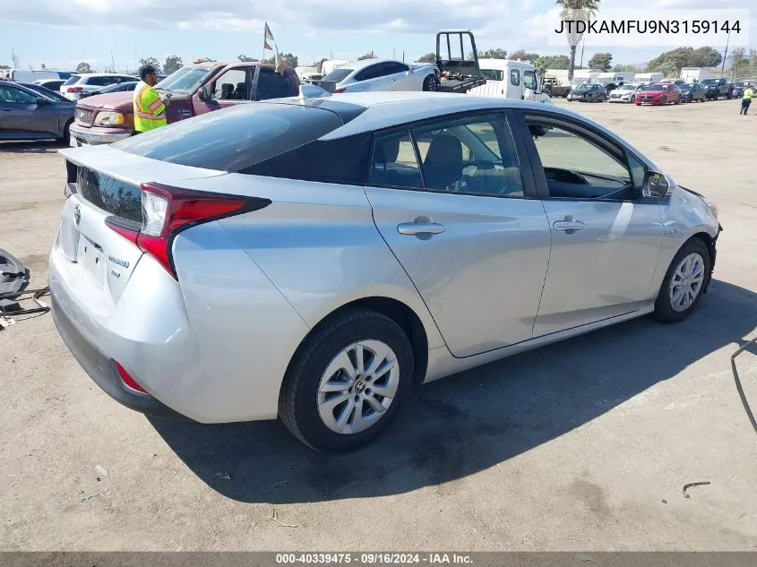 2022 Toyota Prius L VIN: JTDKAMFU9N3159144 Lot: 40339475