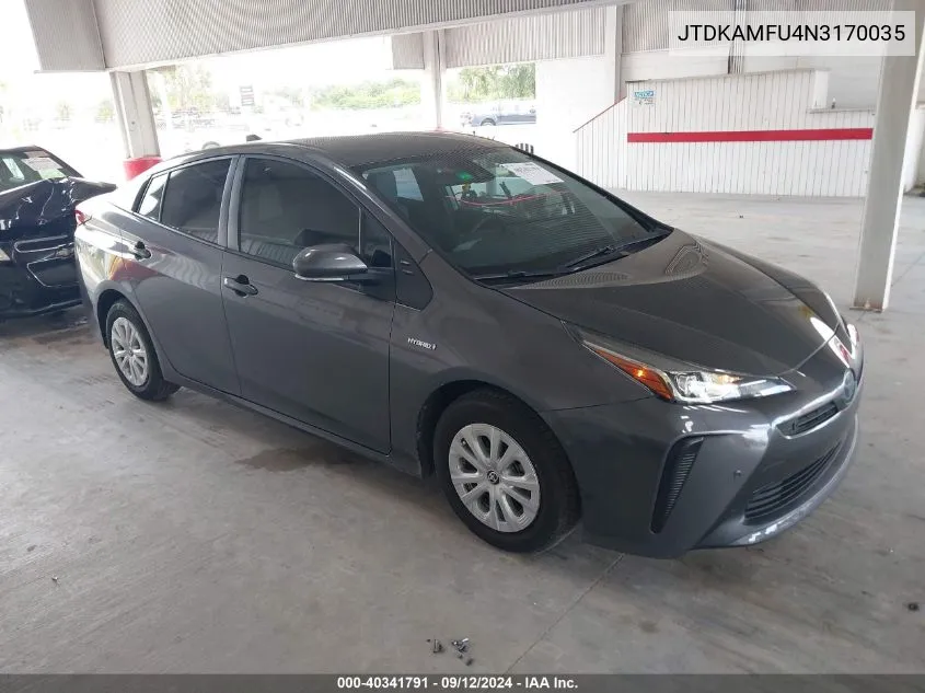 2022 Toyota Prius Le VIN: JTDKAMFU4N3170035 Lot: 40341791