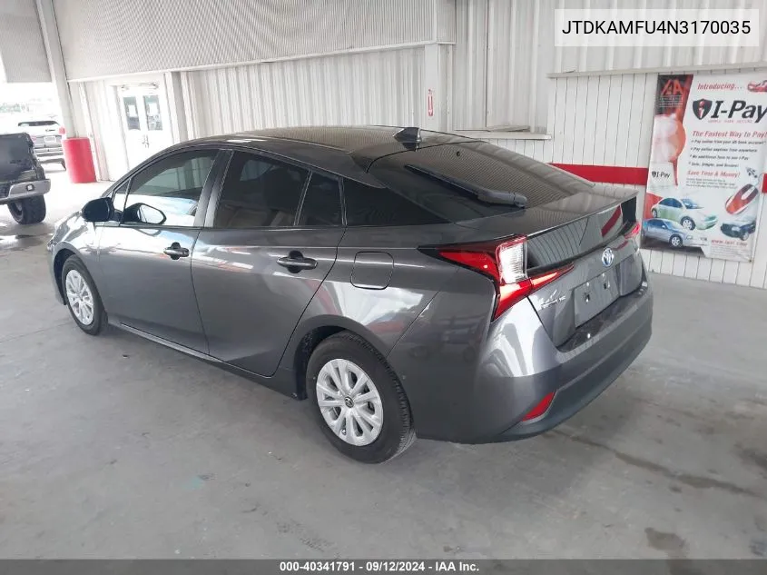 JTDKAMFU4N3170035 2022 Toyota Prius Le