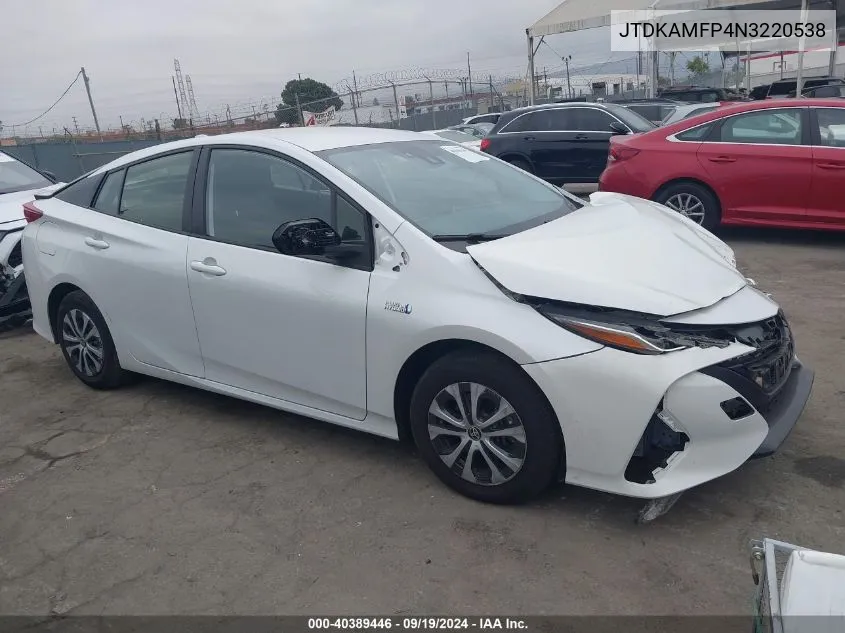 2022 Toyota Prius Prime Xle VIN: JTDKAMFP4N3220538 Lot: 40389446