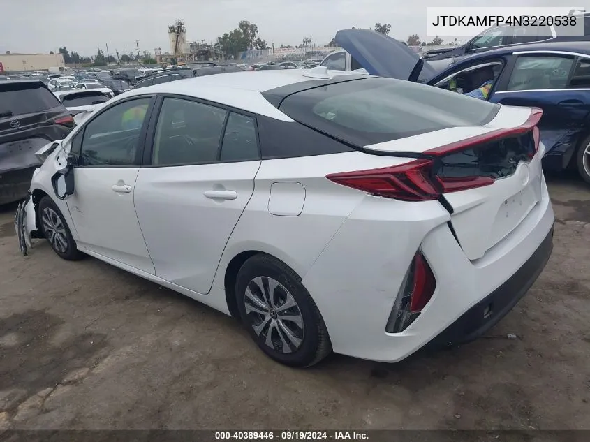 2022 Toyota Prius Prime Xle VIN: JTDKAMFP4N3220538 Lot: 40389446