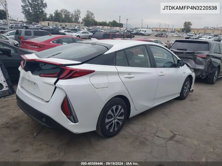 2022 Toyota Prius Prime Xle VIN: JTDKAMFP4N3220538 Lot: 40389446