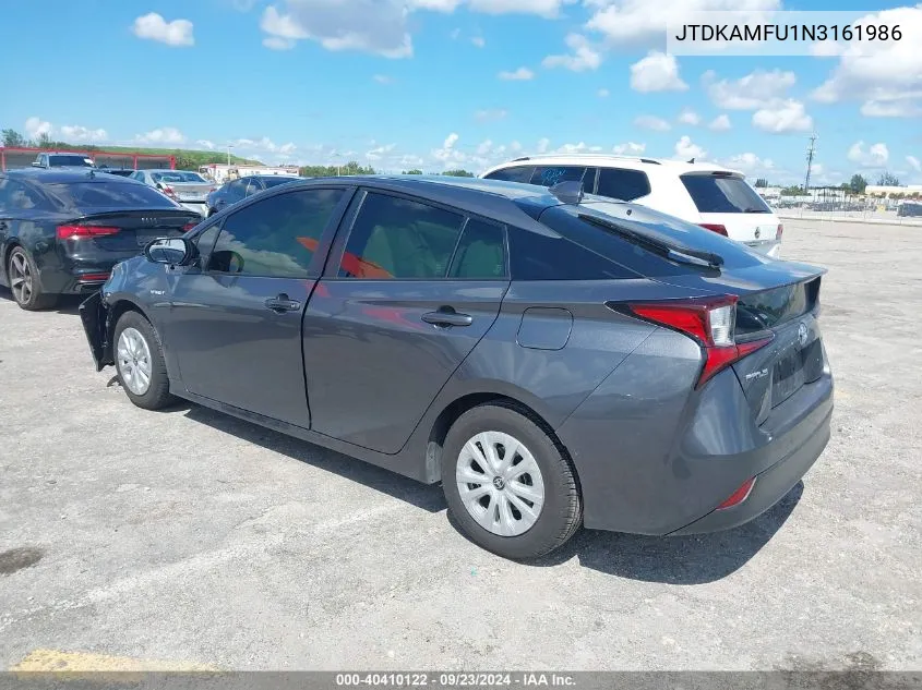 2022 Toyota Prius Night Shade/L/Le/Xle/Limi VIN: JTDKAMFU1N3161986 Lot: 40410122