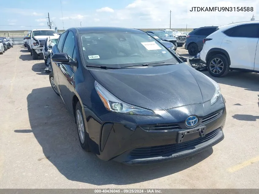 2022 Toyota Prius Le VIN: JTDKAMFU9N3154588 Lot: 40436045