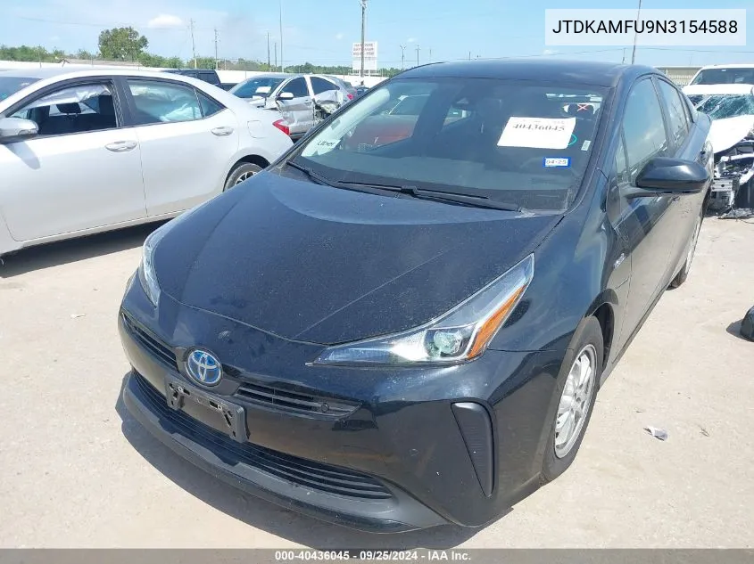 2022 Toyota Prius Le VIN: JTDKAMFU9N3154588 Lot: 40436045