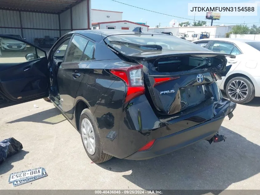 2022 Toyota Prius Le VIN: JTDKAMFU9N3154588 Lot: 40436045