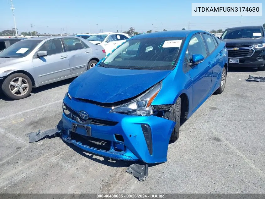 JTDKAMFU5N3174630 2022 Toyota Prius Le