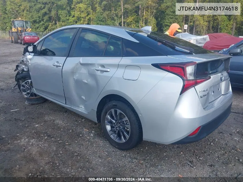 JTDKAMFU4N3174618 2022 Toyota Prius Xle