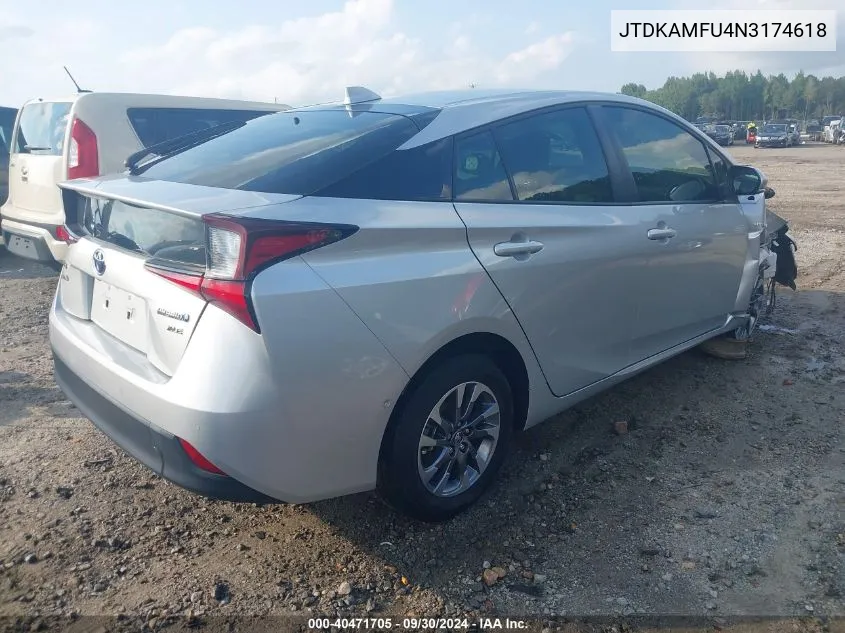 JTDKAMFU4N3174618 2022 Toyota Prius Xle