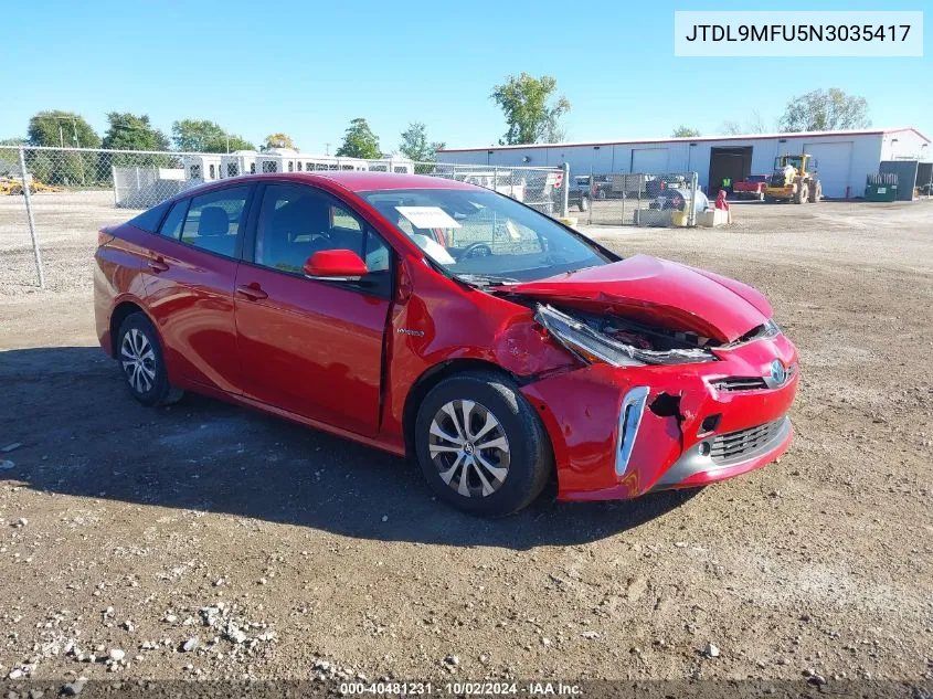 2022 Toyota Prius Le Awd-E VIN: JTDL9MFU5N3035417 Lot: 40481231