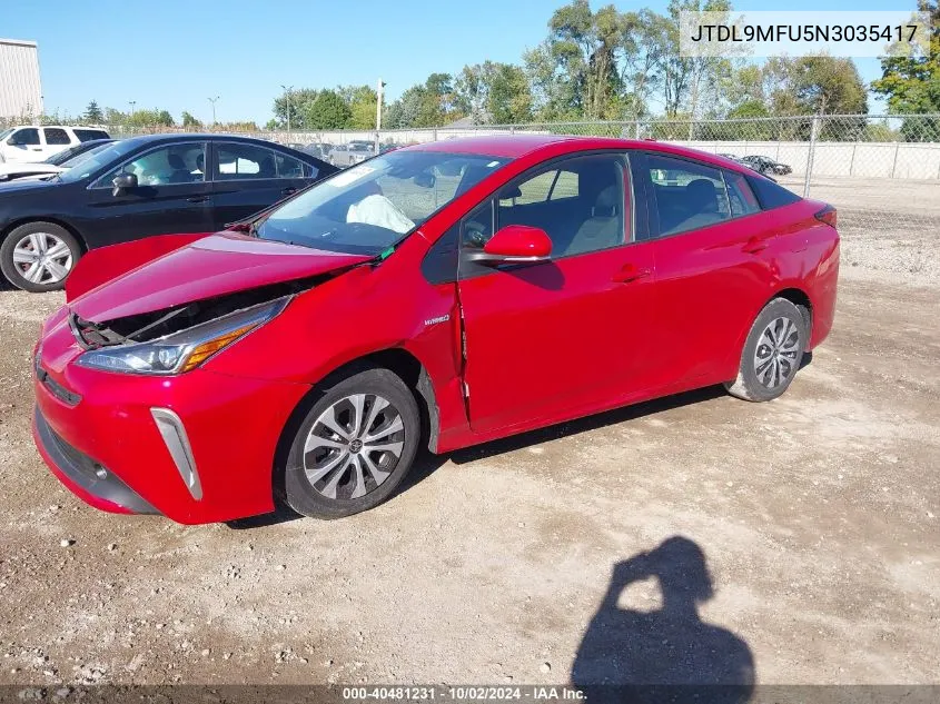 2022 Toyota Prius Le Awd-E VIN: JTDL9MFU5N3035417 Lot: 40481231