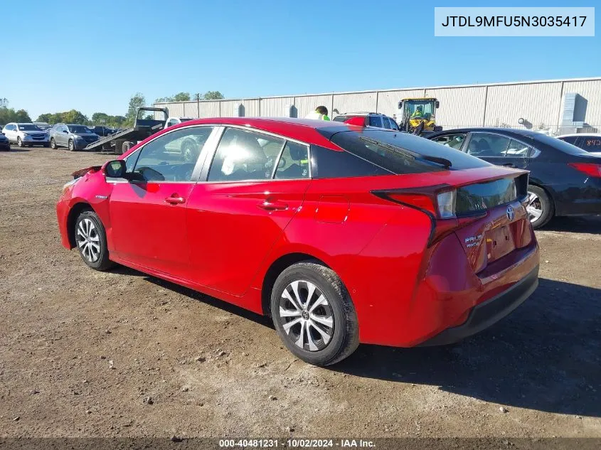 2022 Toyota Prius Le Awd-E VIN: JTDL9MFU5N3035417 Lot: 40481231