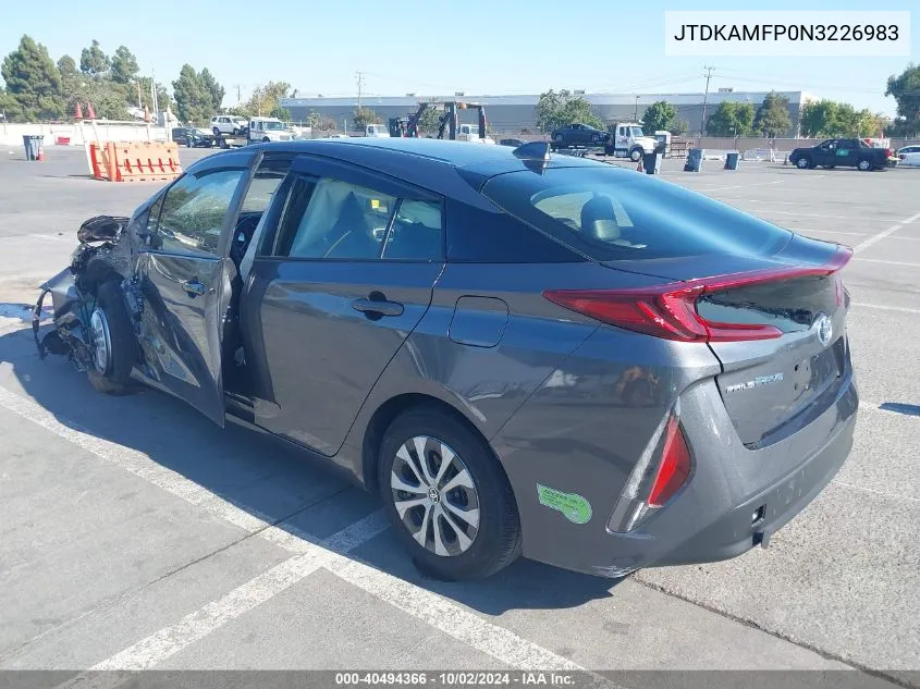 2022 Toyota Prius Prime Xle VIN: JTDKAMFP0N3226983 Lot: 40494366