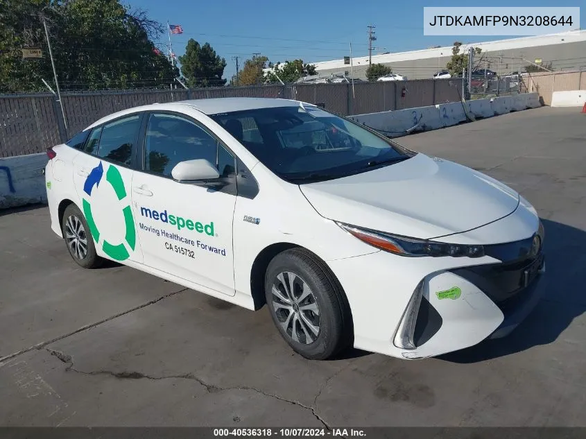 2022 Toyota Prius Prime Le VIN: JTDKAMFP9N3208644 Lot: 40536318