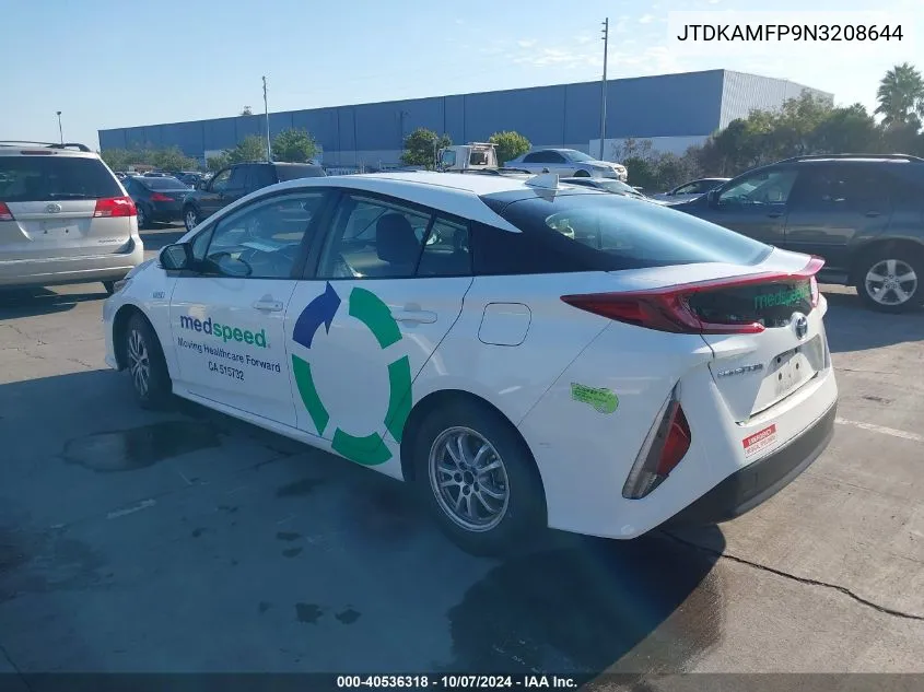 2022 Toyota Prius Prime Le VIN: JTDKAMFP9N3208644 Lot: 40536318