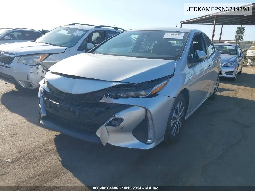 2022 Toyota Prius Prime Le VIN: JTDKAMFP9N3219398 Lot: 40564886