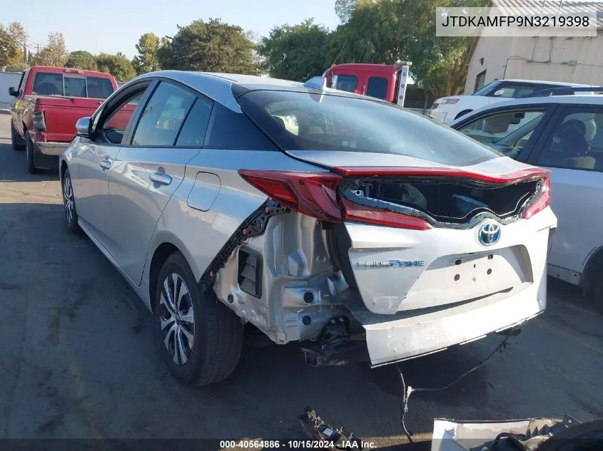 2022 Toyota Prius Prime Le VIN: JTDKAMFP9N3219398 Lot: 40564886