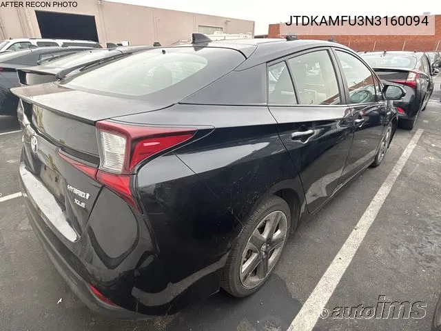 2022 Toyota Prius Xle VIN: JTDKAMFU3N3160094 Lot: 40613786