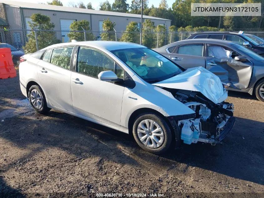 2022 Toyota Prius L VIN: JTDKAMFU9N3172105 Lot: 40630710