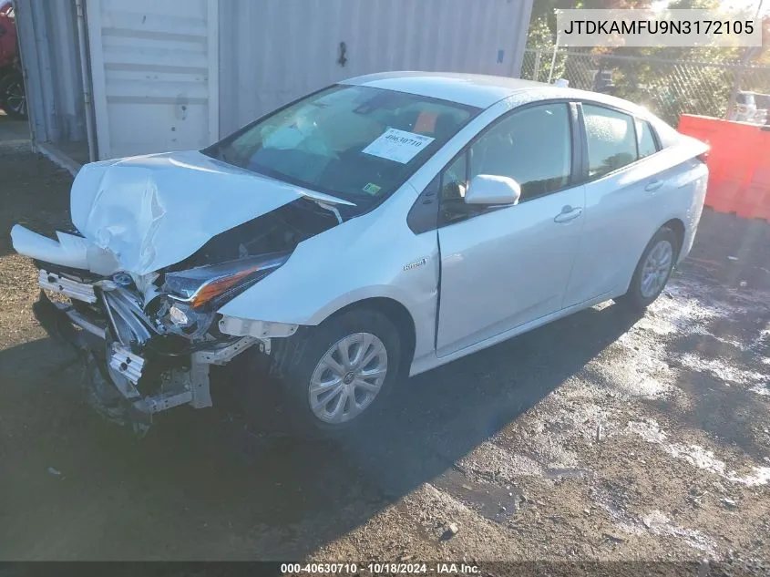 2022 Toyota Prius L VIN: JTDKAMFU9N3172105 Lot: 40630710