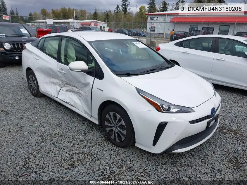 2022 Toyota Prius Le VIN: JTDKAMFU4N3180208 Lot: 40644414