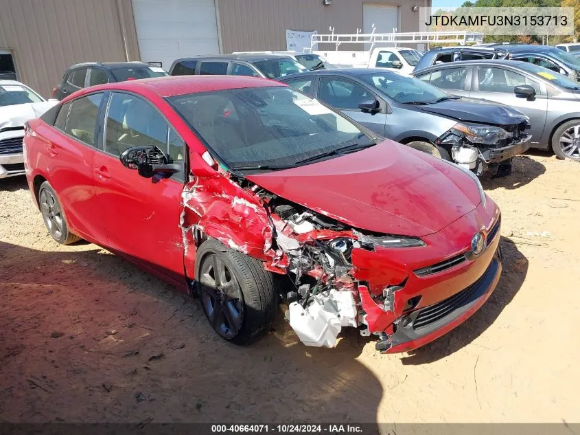 2022 Toyota Prius Xle VIN: JTDKAMFU3N3153713 Lot: 40664071