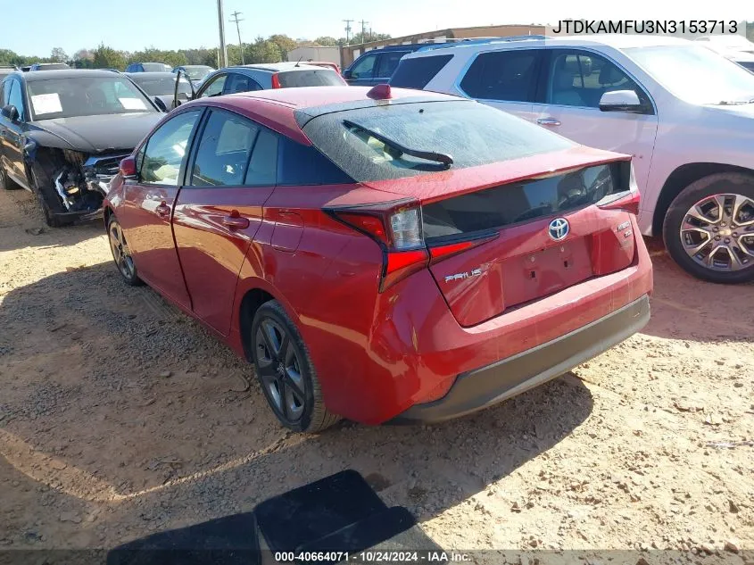 2022 Toyota Prius Xle VIN: JTDKAMFU3N3153713 Lot: 40664071