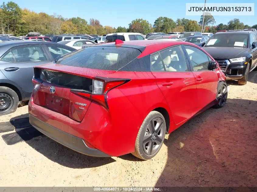 2022 Toyota Prius Xle VIN: JTDKAMFU3N3153713 Lot: 40664071