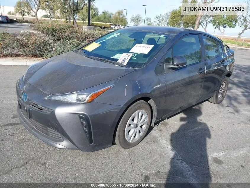 2022 Toyota Prius L VIN: JTDKAMFU9N3178583 Lot: 40678355