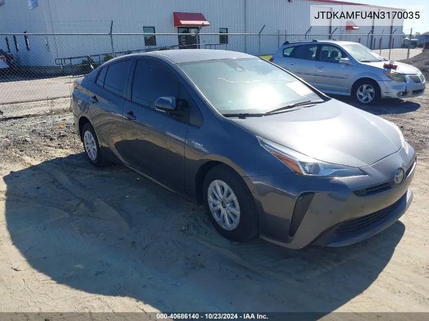 2022 Toyota Prius Le VIN: JTDKAMFU4N3170035 Lot: 40686140