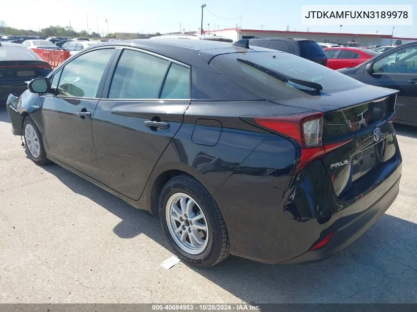 2022 Toyota Prius Night Shade/L/Le/Xle/Limited VIN: JTDKAMFUXN3189978 Lot: 40694953