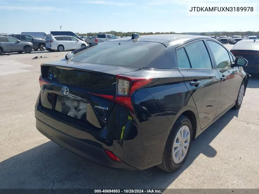 2022 Toyota Prius Night Shade/L/Le/Xle/Limited VIN: JTDKAMFUXN3189978 Lot: 40694953