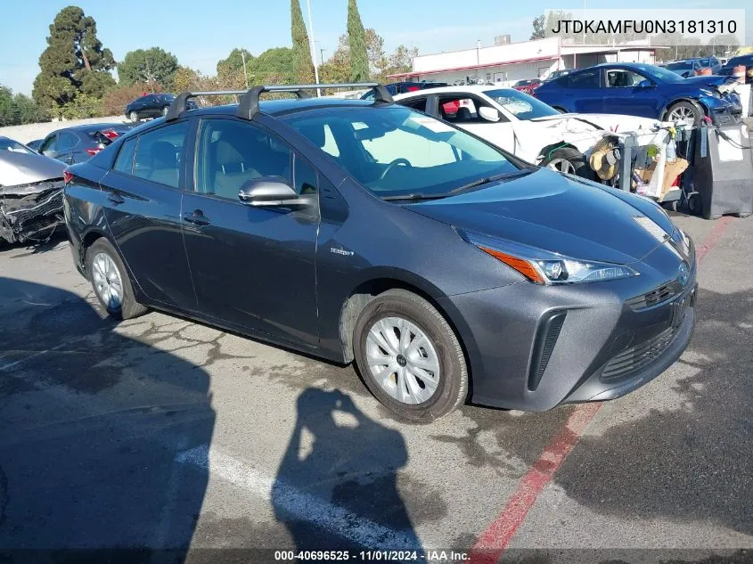 JTDKAMFU0N3181310 2022 Toyota Prius L