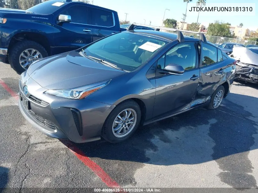 JTDKAMFU0N3181310 2022 Toyota Prius L