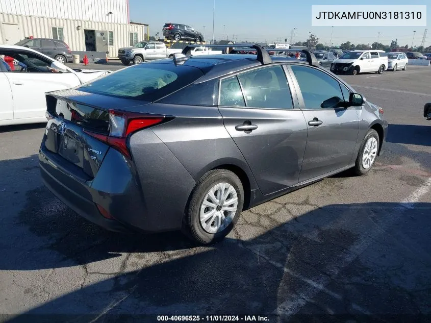 JTDKAMFU0N3181310 2022 Toyota Prius L