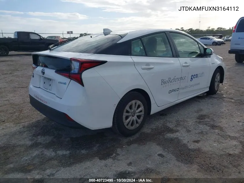 2022 Toyota Prius Le VIN: JTDKAMFUXN3164112 Lot: 40723495